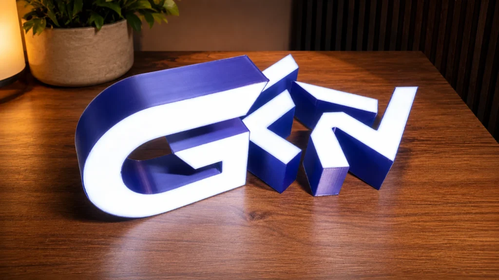 Letra Caixa 3D com iluminação frontal