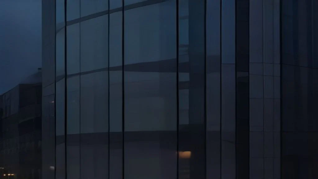 Edifício com fachada de vidro espelhado e aço inox