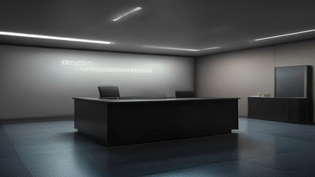 Recepção de escritório moderno com logo em Letra Caixa 3D iluminada