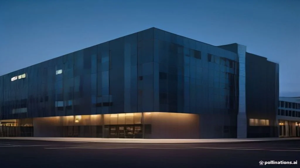 Fachada moderna de um edifício comercial em ACM com letreiro iluminado